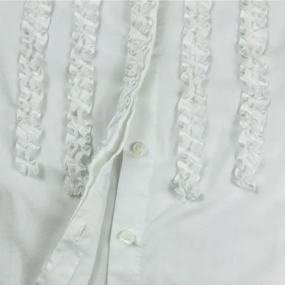 Apostrophe Ruffle Button-Down Top 18 - Picture 3 of 9